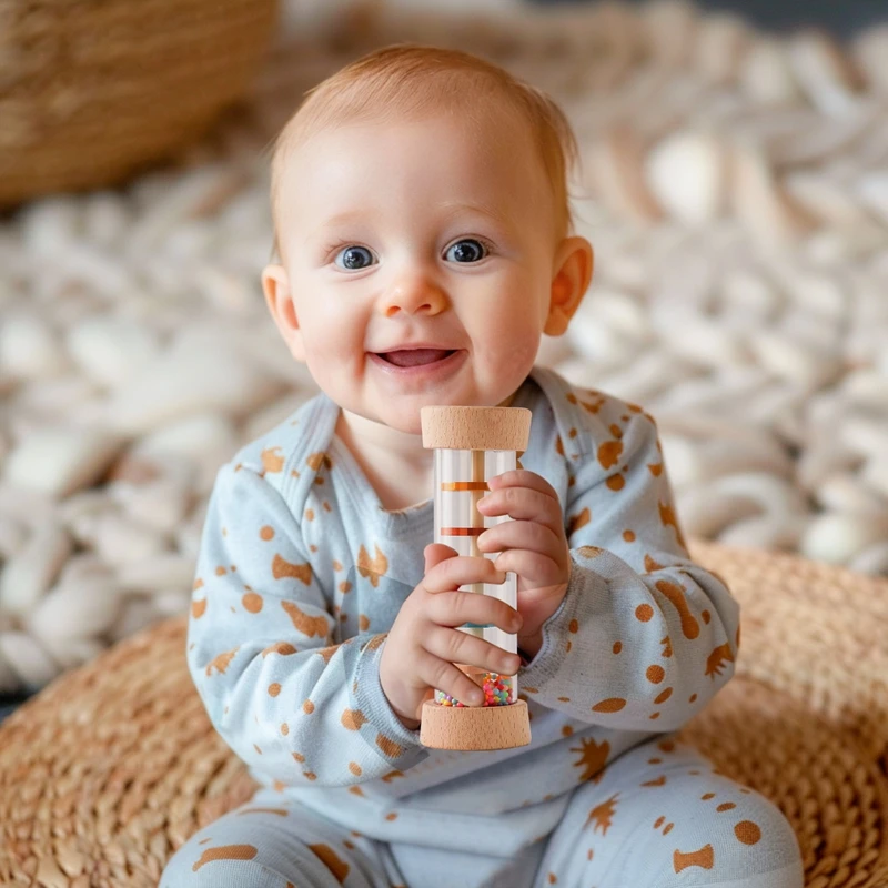 Montessori Baby Rain Stick Rainbow Hourglass Rain Music Rattle Baby Educational Toy Colorful Montessori Sensory Toys for Kids thumbnail 5
