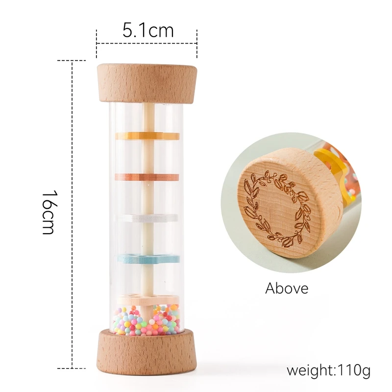 Montessori Baby Rain Stick Rainbow Hourglass Rain Music Rattle Baby Educational Toy Colorful Montessori Sensory Toys for Kids thumbnail 6