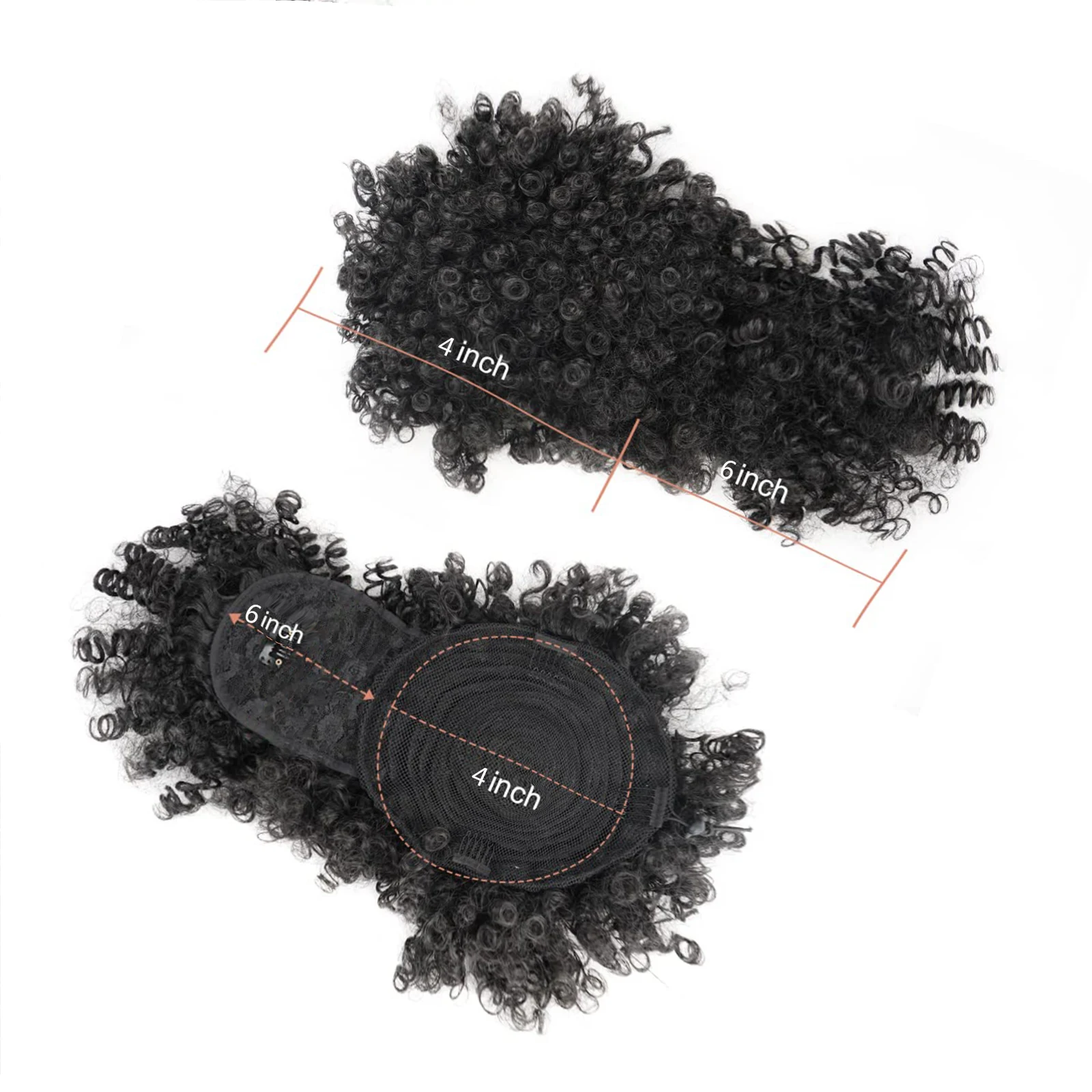 Synthetic Afro Puff Hair Bun Extensions Drawstring Ponytail With Bangs Short Kinky Curly Pineapple Clip in on Wrap Updo Ponytail thumbnail 5