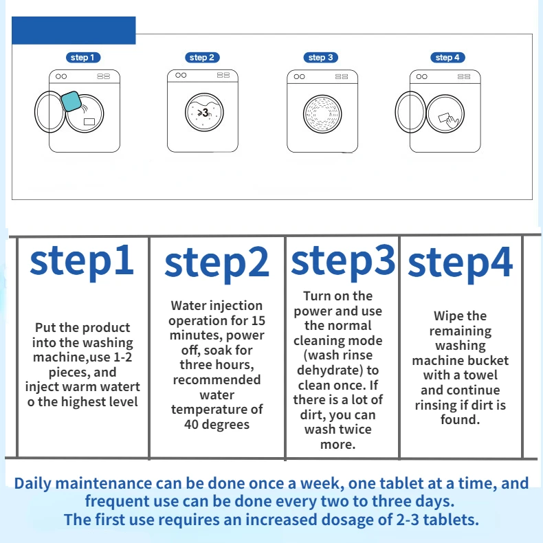 Detergent 4/8/12 PCS Household Cleaning Accessories Washing Machine Cleaning Tablets Effervescent Cleaning Tablets Cleaner For thumbnail 6