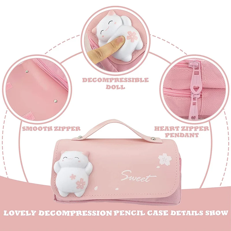3D Kawaii Pencil Case Pouch Decompressed Pen Bag Cute Waterproof School Supplies Aesthetic Organizer for Girls Boys Stationery thumbnail 3