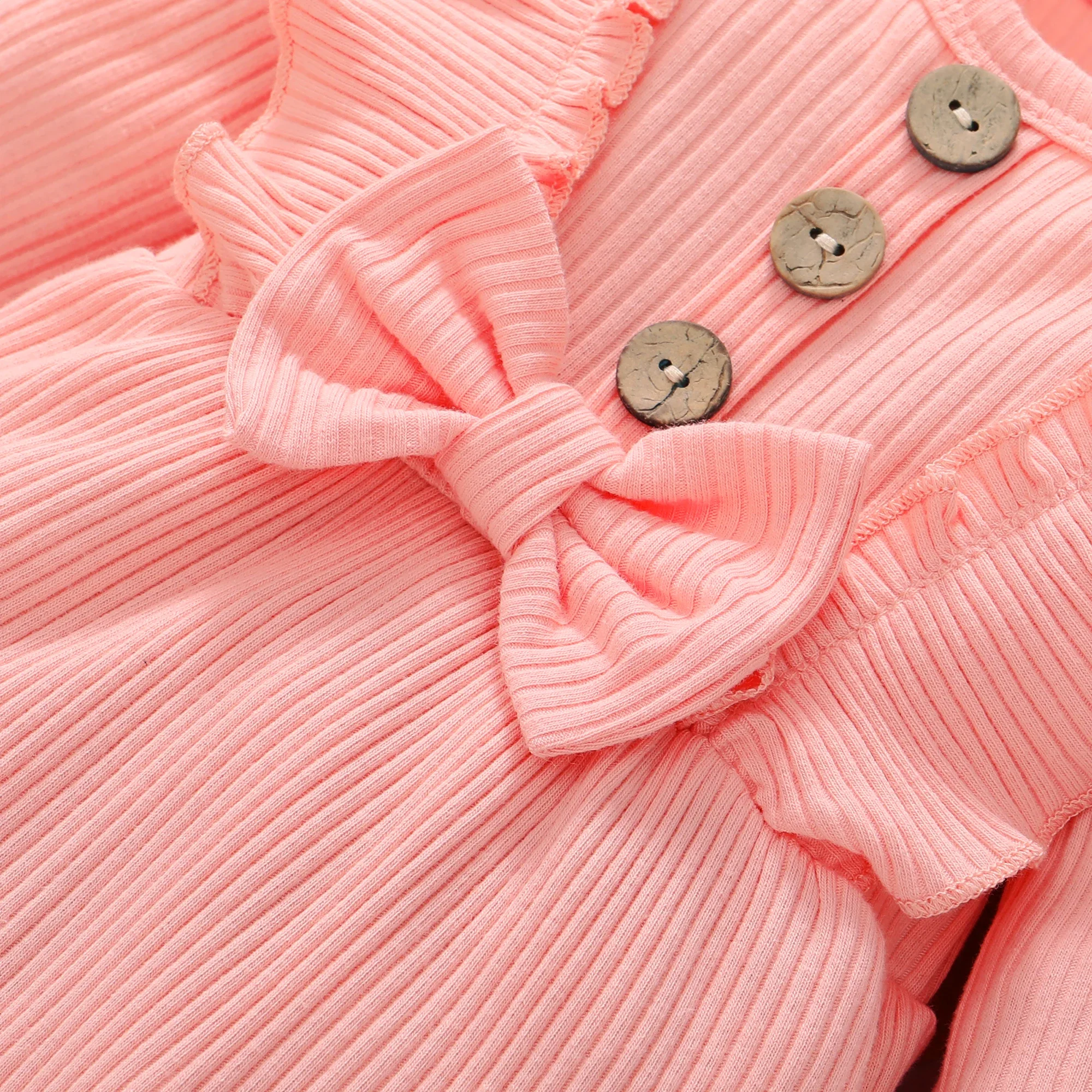 Newborn Baby Girl Romper Long Sleeved Ruffle Bodysuit with Headband Autumn & Winter Onesie Outfit Clothing for Baby 0-18 Months thumbnail 3