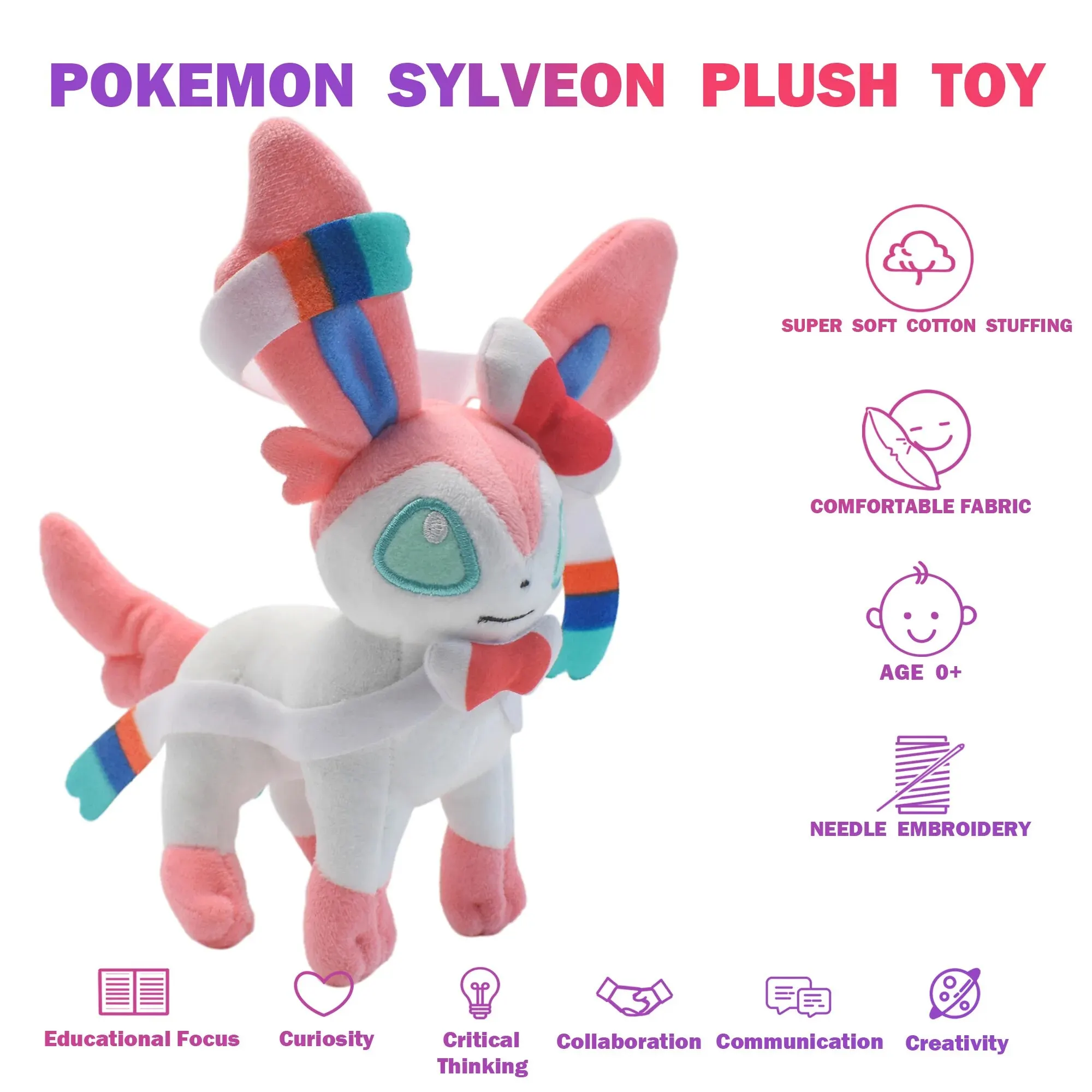 Leafeon Vaporeon Glaceon Sylveon Espeon Umbreon Vaporeon Sylveon Plush Toys Game for Collectible Gift,Soft Plushies Stuffed thumbnail 2