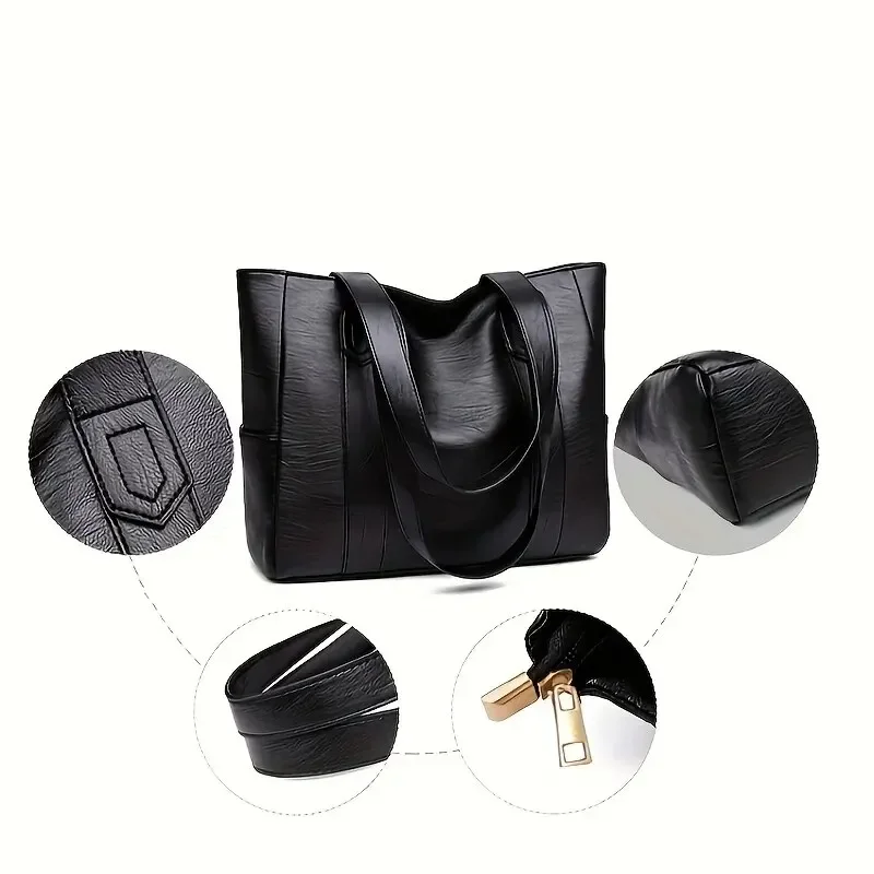 Vintage Ladies Bag Large Capacity Handbag , Vintage Plain Shoulder Bag , Ladies Commuter Casual Handbag thumbnail 3