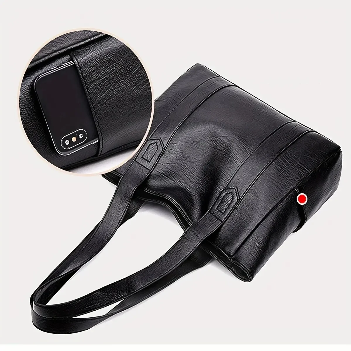 Vintage Ladies Bag Large Capacity Handbag , Vintage Plain Shoulder Bag , Ladies Commuter Casual Handbag thumbnail 6