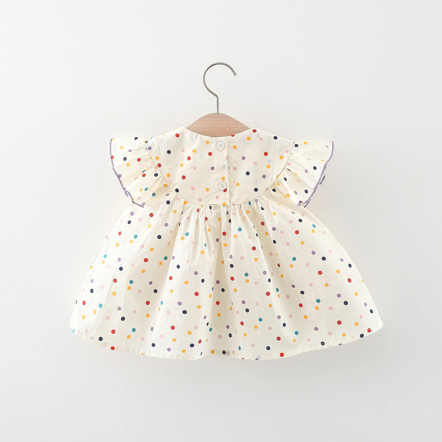 Cotton Baby Dress Flower Embroidery Comfortable Baby Dress Colorful Polka Dot Printed Dress thumbnail 2