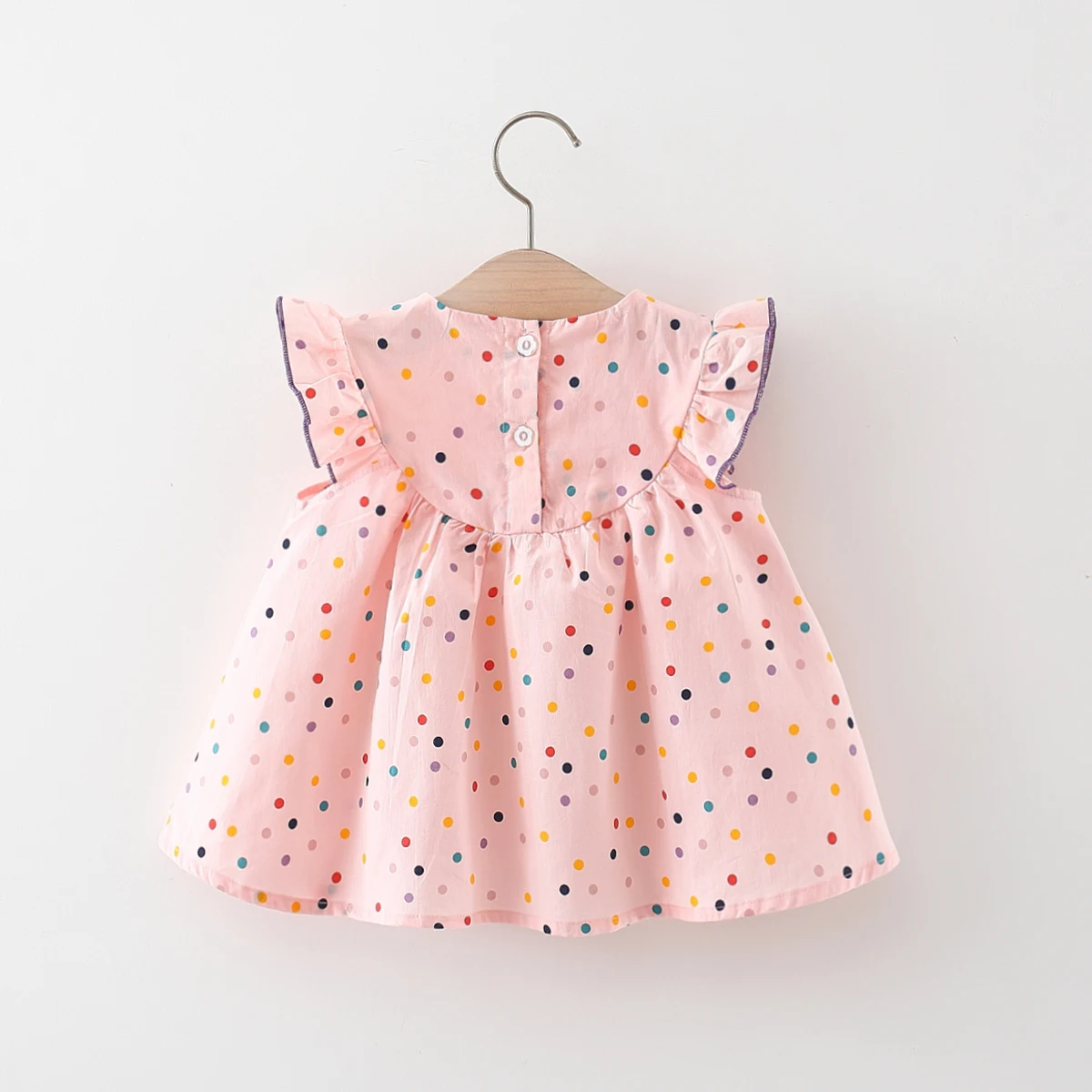 Cotton Baby Dress Flower Embroidery Comfortable Baby Dress Colorful Polka Dot Printed Dress thumbnail 4