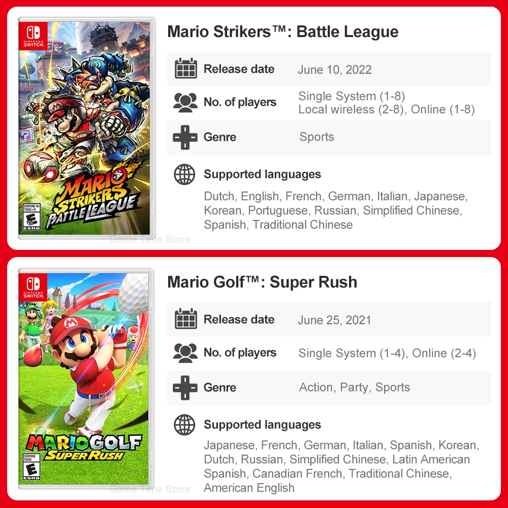 Super Mario Nintendo Switch Games Mario Bros Wonder Kart 8 RPG Mario Strikers Odyssey 3D World Fury U Deluxe Party Superstars thumbnail 5