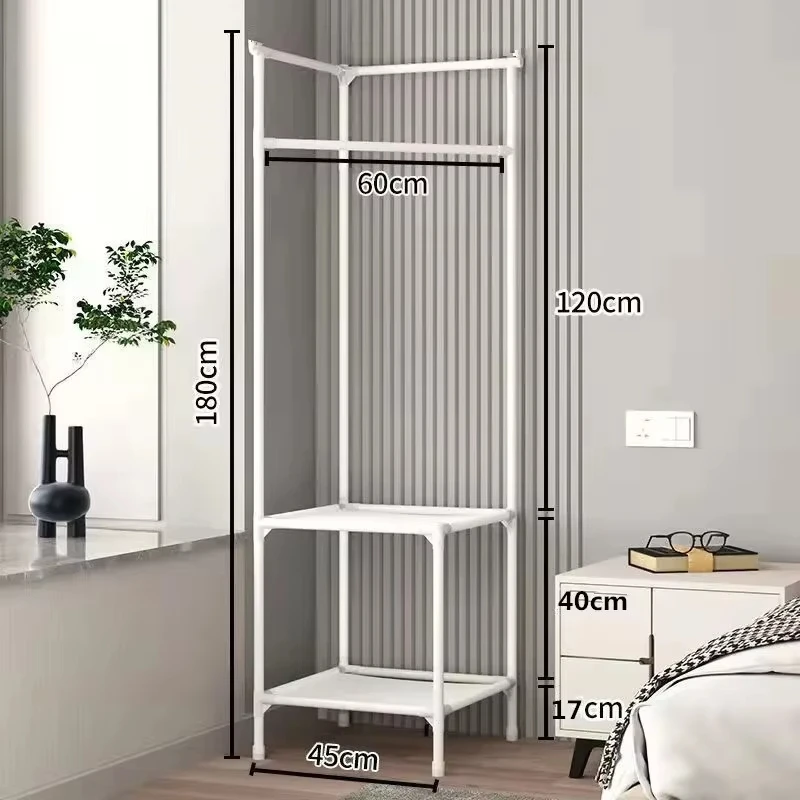 Corner Coat Hat Rack Multifunction Multi-Layer Floor Standing Corner Hanger Detachable Removable Metal Clothing Storage Shelf thumbnail 3