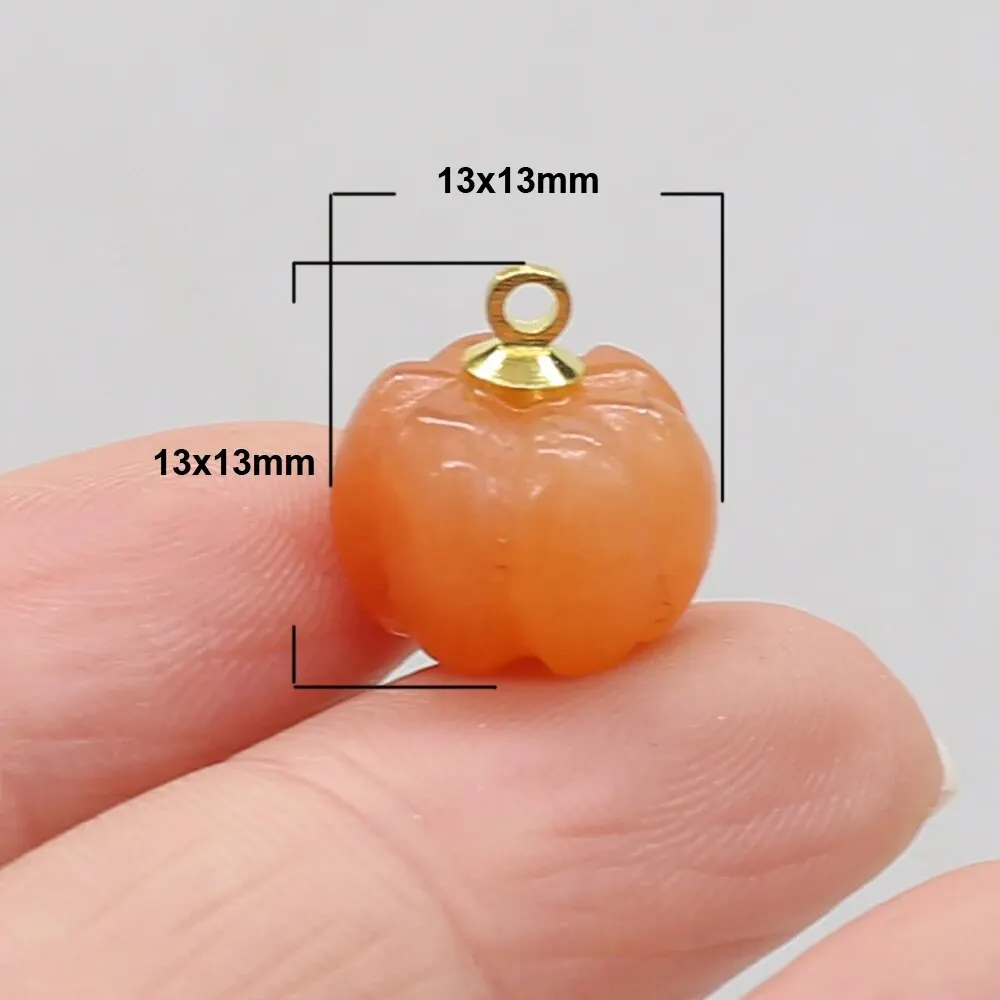 5pcs/Lot 13x13mm Natural Stone Red Agate Rose Quartz Pendant Charms Mini Pumpkin Charms for Jewelry Making DIY Necklace Earrings thumbnail 3