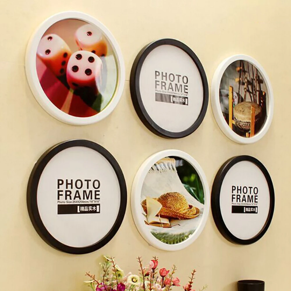 Round Photo Frame DIY Wooden Wall Mounted Hanging Picture Frame Weeding Gift Home Decor Murale 6-12inch thumbnail 2