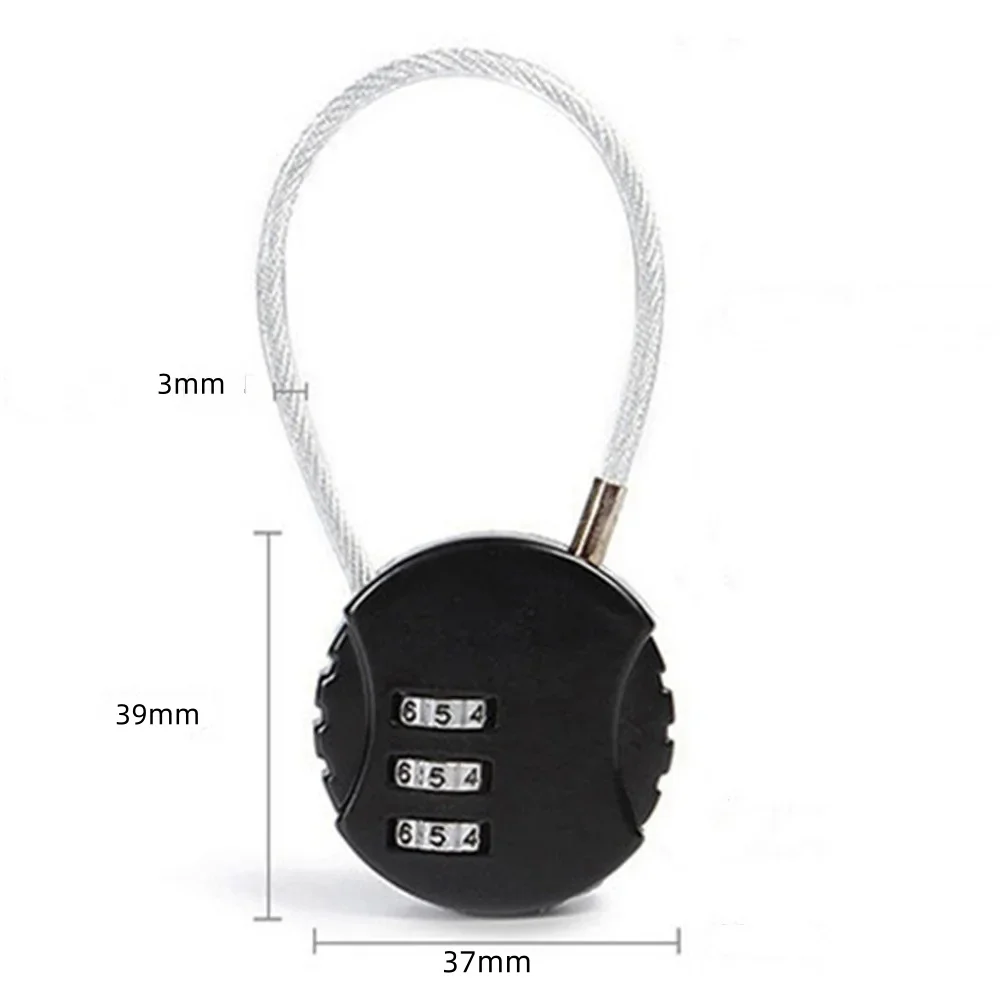 Round Steel Wire Rope Combination Lock for Luggage, Bags, Backpacks, Handle Cases, Mini Three-digit Combination Padlock thumbnail 6