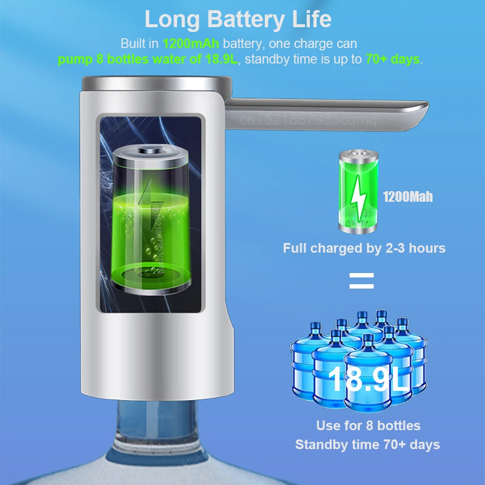 Electric Water Gallon Bottle Pump Automatic Folding Water Dispenser Pump 19 Liters Rechargeable Foldable Desk Water Bottle Pump thumbnail 5