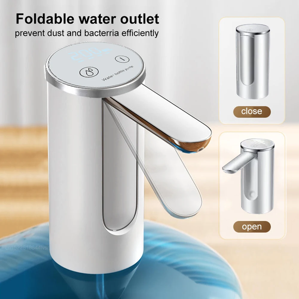 Electric Water Gallon Bottle Pump Automatic Folding Water Dispenser Pump 19 Liters Rechargeable Foldable Desk Water Bottle Pump thumbnail 3