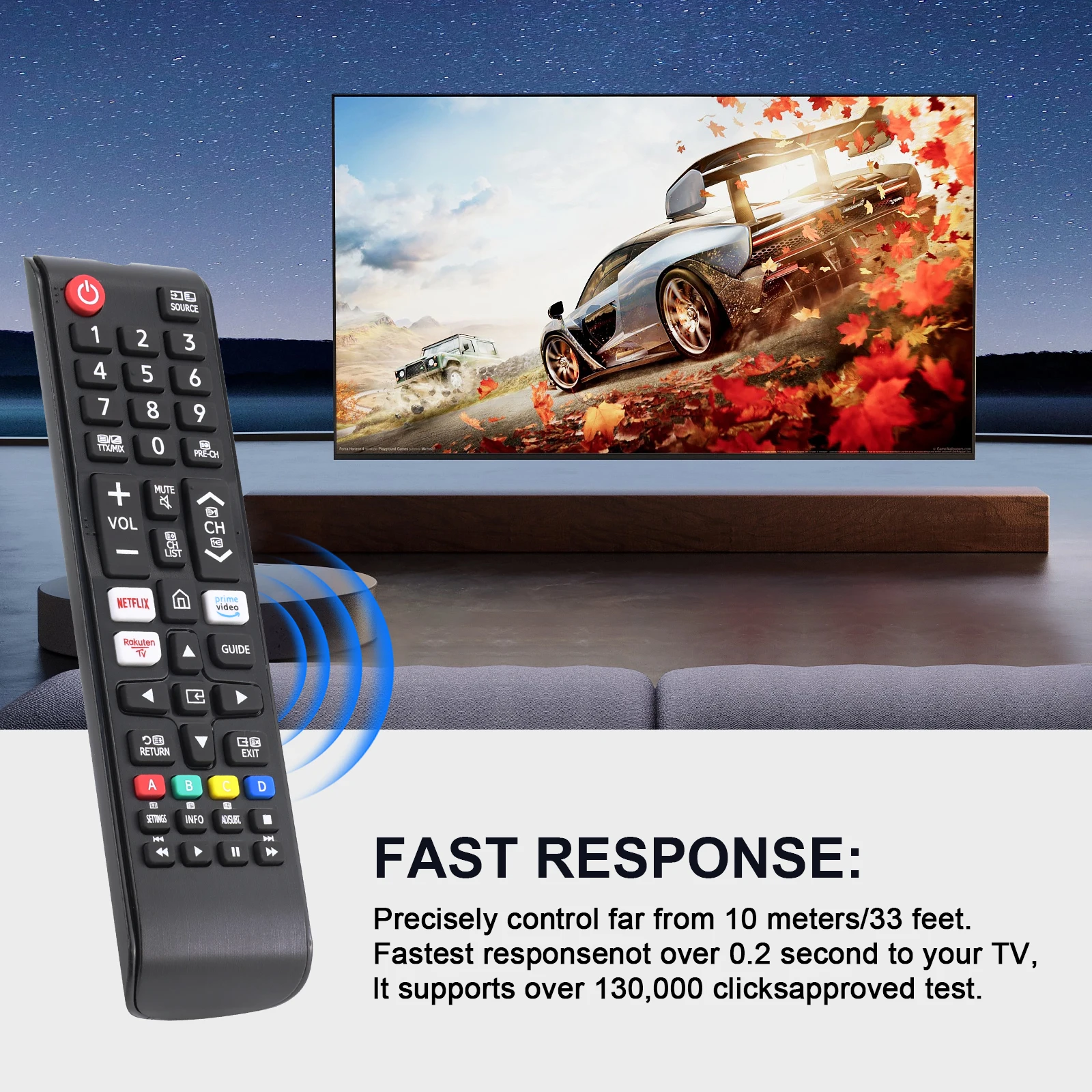 Universal Remote Control for Samsung Smart Tv, Control Replacement Fit for 4K Uhd Qled Hdtv Led Tvs, with Hulu Netflix Primevide thumbnail 5