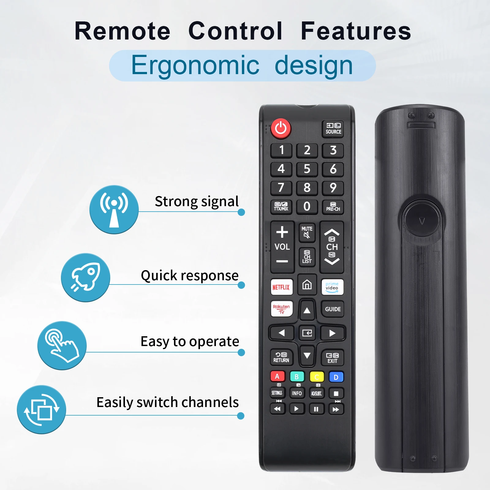 Universal Remote Control for Samsung Smart Tv, Control Replacement Fit for 4K Uhd Qled Hdtv Led Tvs, with Hulu Netflix Primevide thumbnail 3