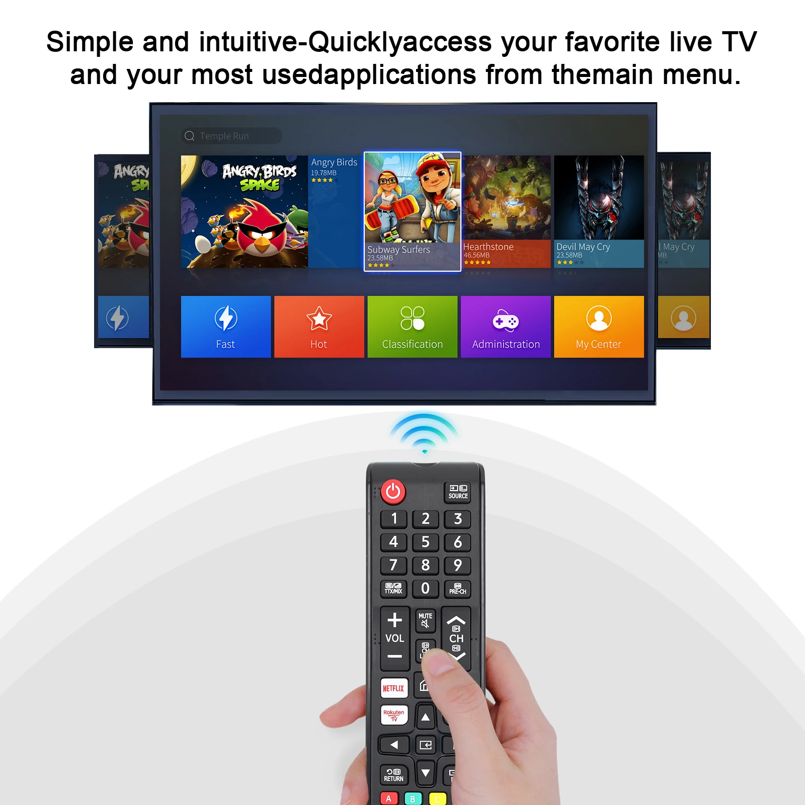 Universal Remote Control for Samsung Smart Tv, Control Replacement Fit for 4K Uhd Qled Hdtv Led Tvs, with Hulu Netflix Primevide thumbnail 4