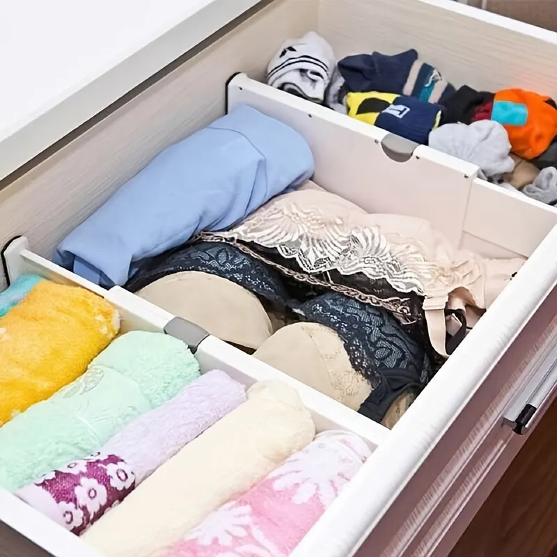 T Drawer Divider Adjustable Home Organization Dividers White Plastic Partition Holder Creative Retractable Drawer Dividers thumbnail 4
