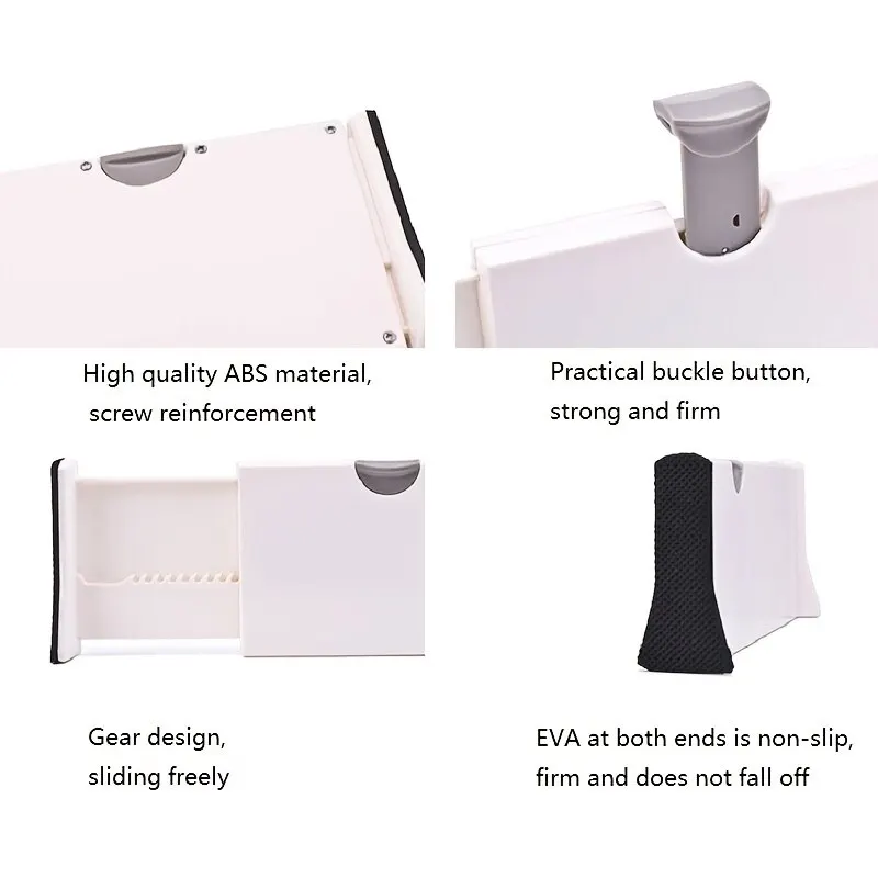 T Drawer Divider Adjustable Home Organization Dividers White Plastic Partition Holder Creative Retractable Drawer Dividers thumbnail 5