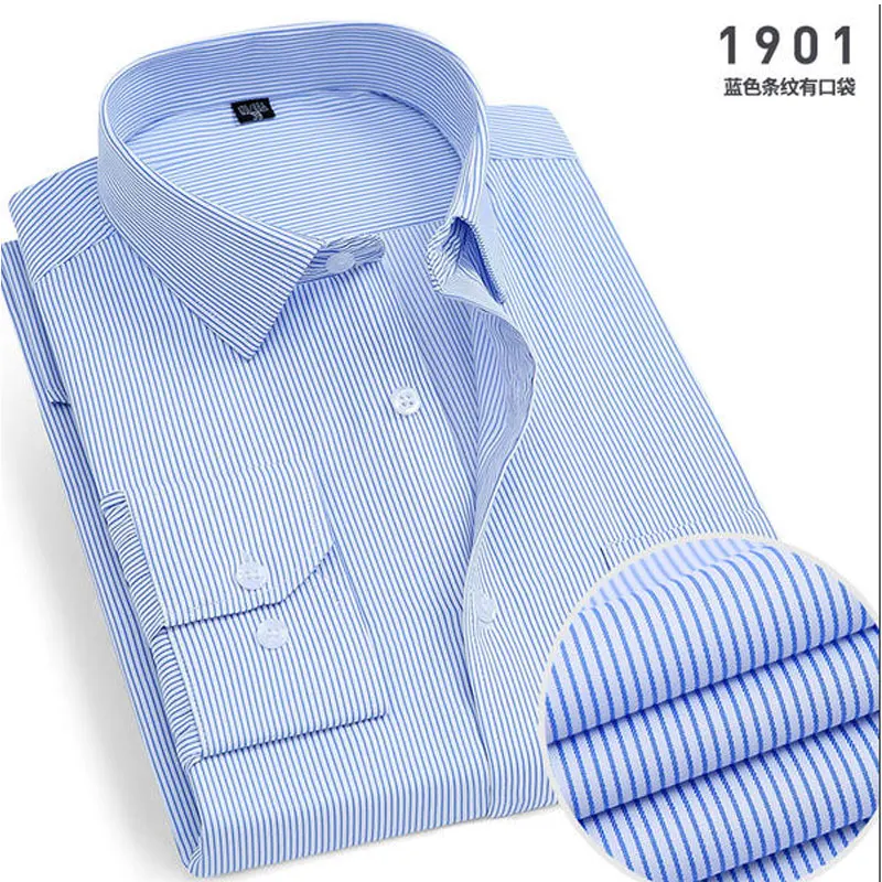 Spring New Men's Striped long-sleeved Shirt Non-ironing Anti-wrinkle Comfortable Breathable Business Casual Fashion Slim Fit thumbnail 2