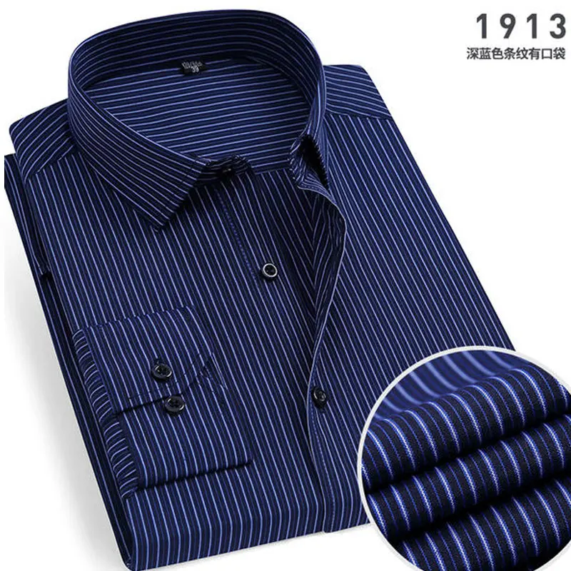 Spring New Men's Striped long-sleeved Shirt Non-ironing Anti-wrinkle Comfortable Breathable Business Casual Fashion Slim Fit thumbnail 4