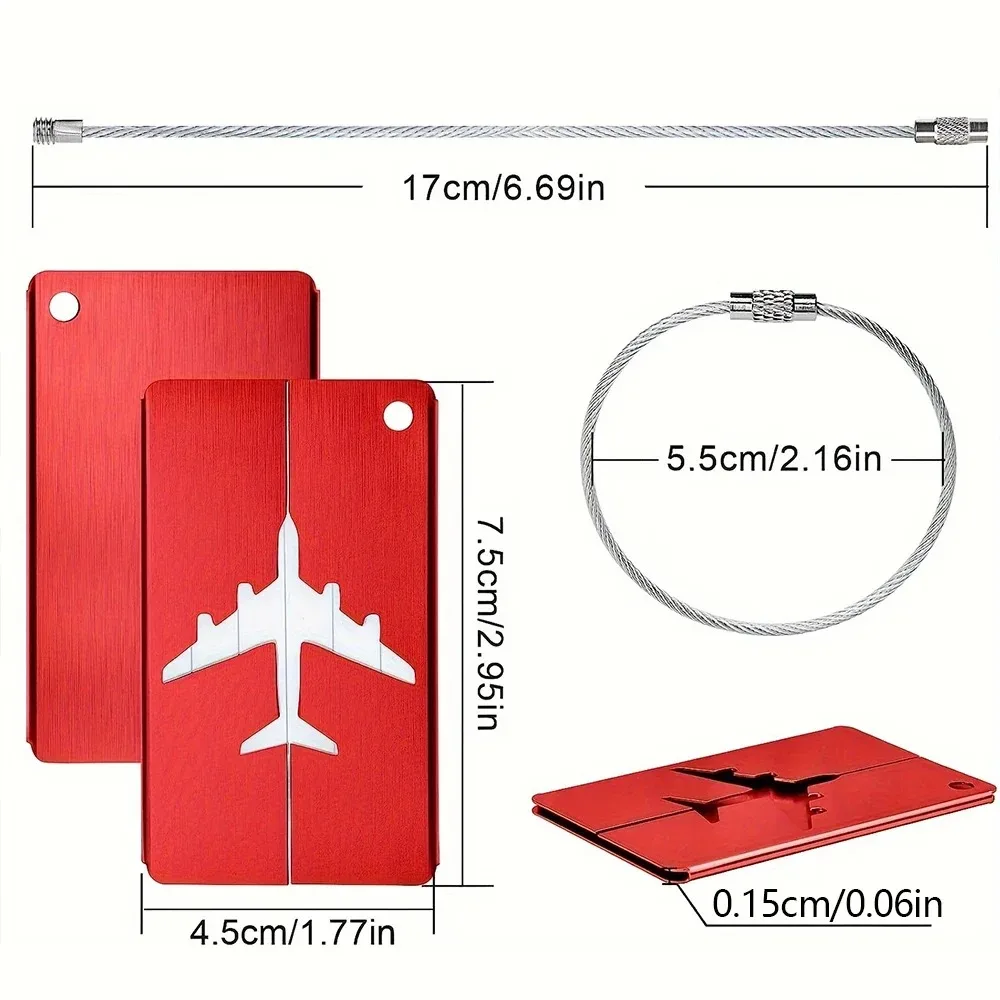 Aluminium Alloy Aircraft Luggage Tag with Name Travel Luggage Tag ID Card Anti-lost Solid Colour Travel Accessories thumbnail 2