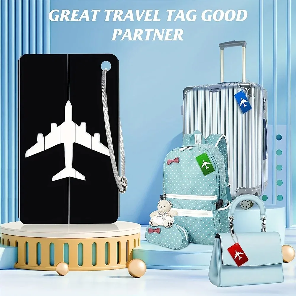 Aluminium Alloy Aircraft Luggage Tag with Name Travel Luggage Tag ID Card Anti-lost Solid Colour Travel Accessories thumbnail 5