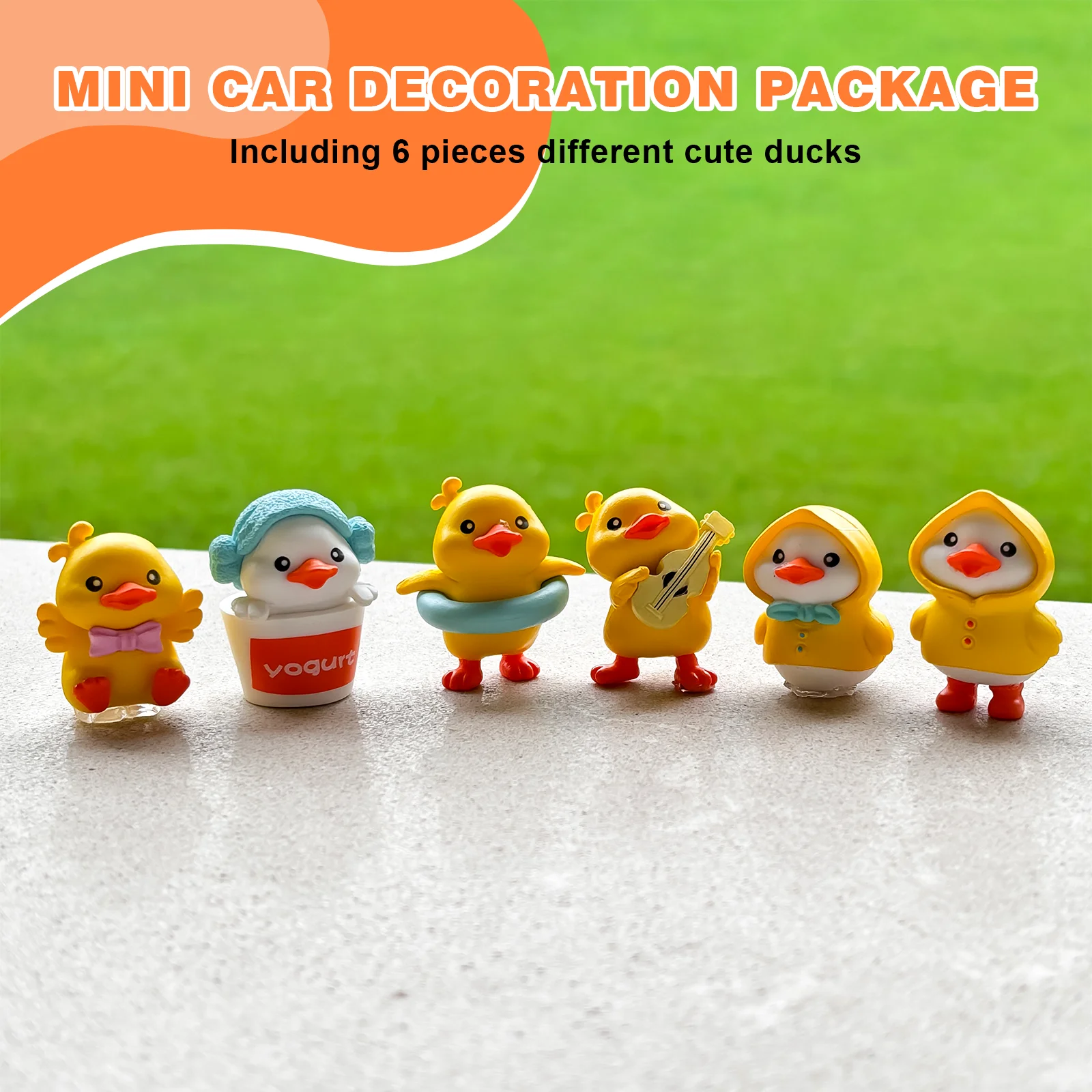 MuMyer Yellow Duck Car Dashboard Decorations 6Pcs Cute Little Duck Car Ornaments Set for Car Interior Home Desk Ornaments thumbnail 4