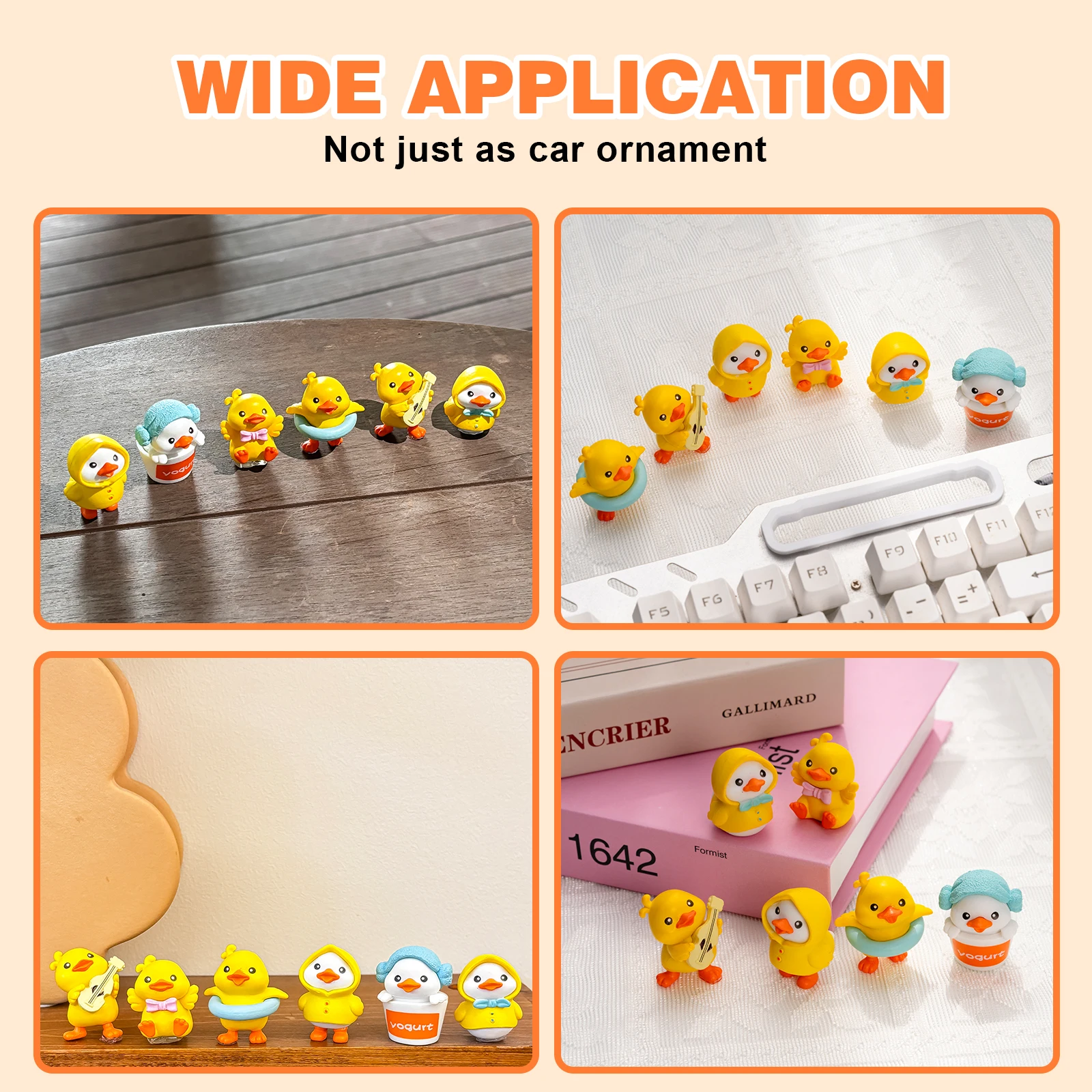 MuMyer Yellow Duck Car Dashboard Decorations 6Pcs Cute Little Duck Car Ornaments Set for Car Interior Home Desk Ornaments thumbnail 5