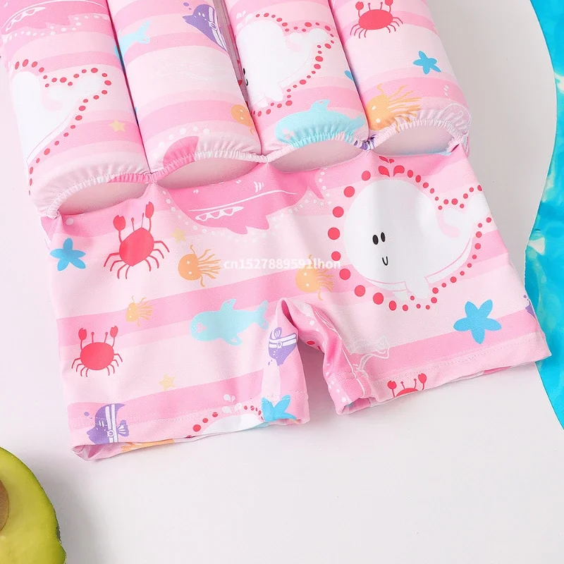 Children's Buoyancy Swimsuit Cartoon Print Swimwear Kid One-Piece Floating Rash Guards Bathing Clothes Boys Girls Swimming Suits thumbnail 3