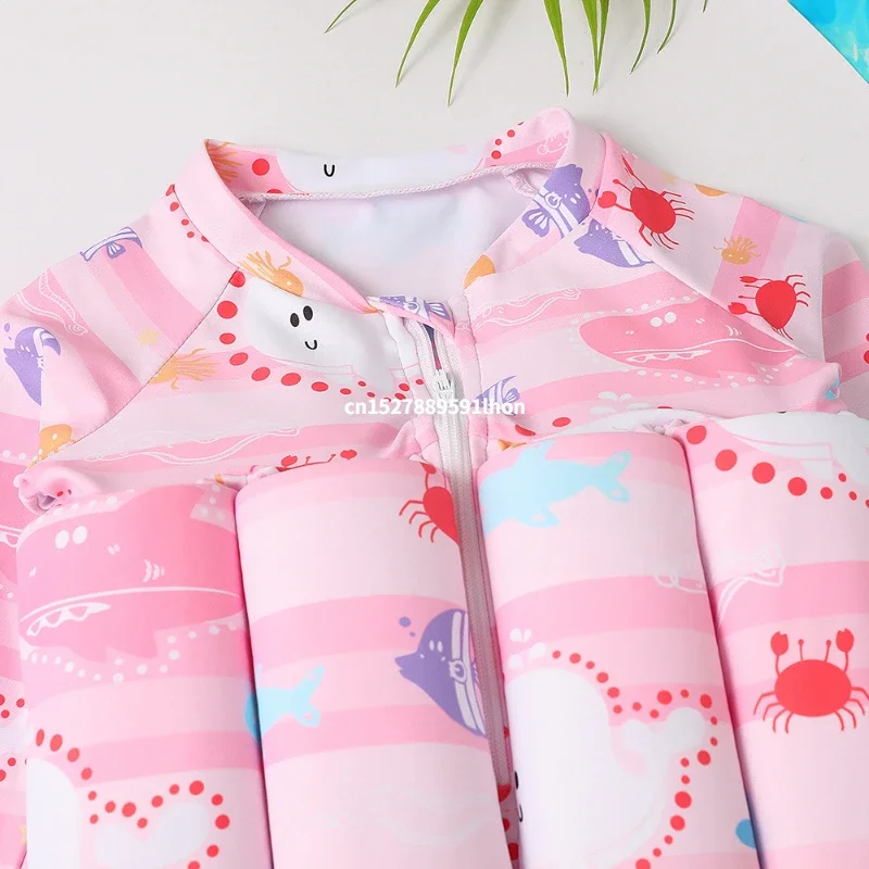 Children's Buoyancy Swimsuit Cartoon Print Swimwear Kid One-Piece Floating Rash Guards Bathing Clothes Boys Girls Swimming Suits thumbnail 4