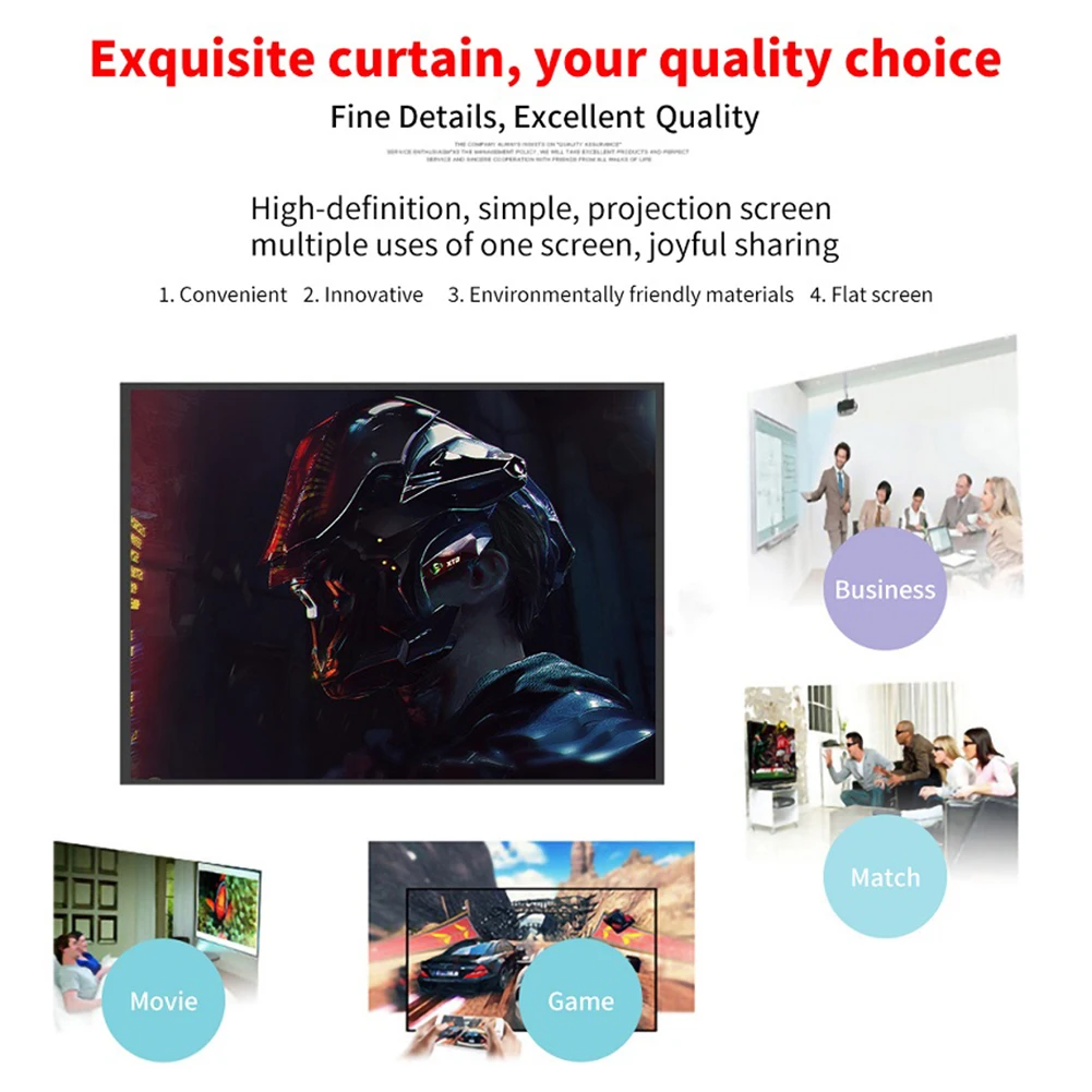 Portable Projector Screen Simple Curtain Anti-Light 60/70/80/100/120 Inches Projection Screens for Home Outdoor Office Projector thumbnail 3