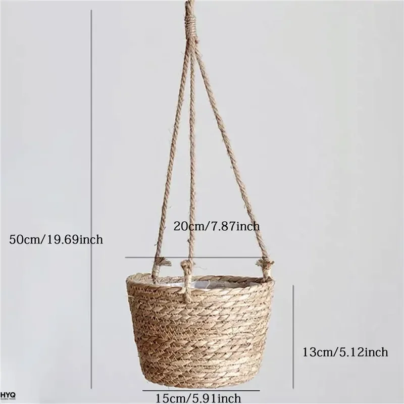Garden Hanging Planter Macrame Plant Storage Basket Jute Rope Woven Indoor Outdoor Flower Pot Holder Plant Hangers Home Decor thumbnail 5