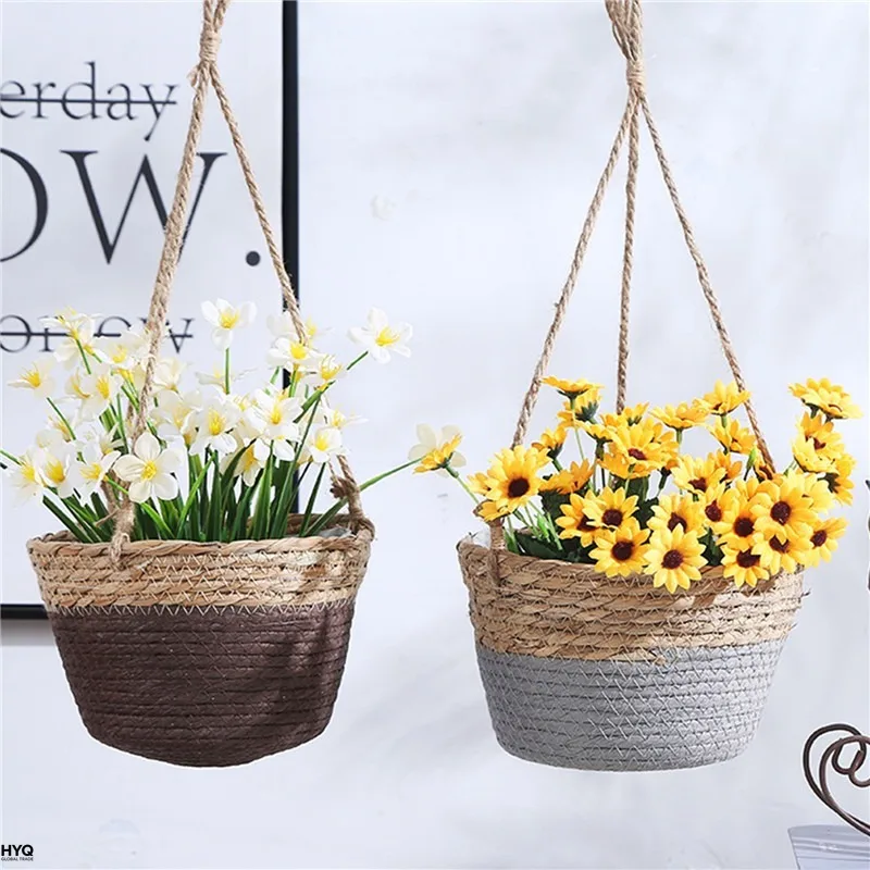 Garden Hanging Planter Macrame Plant Storage Basket Jute Rope Woven Indoor Outdoor Flower Pot Holder Plant Hangers Home Decor thumbnail 3