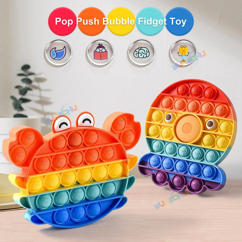 Rainbow Pop Push Bubblle Fidget Anti Stress Relief Toys for Adult Children Special Needs Sensory Toys Interactive Toys for Kids thumbnail 3