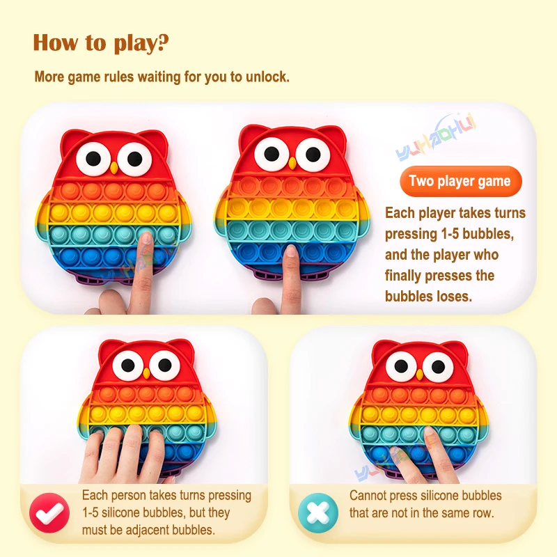 Rainbow Pop Push Bubblle Fidget Anti Stress Relief Toys for Adult Children Special Needs Sensory Toys Interactive Toys for Kids thumbnail 6