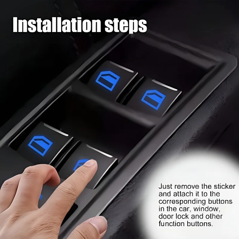 18Pcs/set Car Function Button Switch Button Fluorescent Stickers Waterproof Wear-resistant Car Interior Decoration Stickers thumbnail 3
