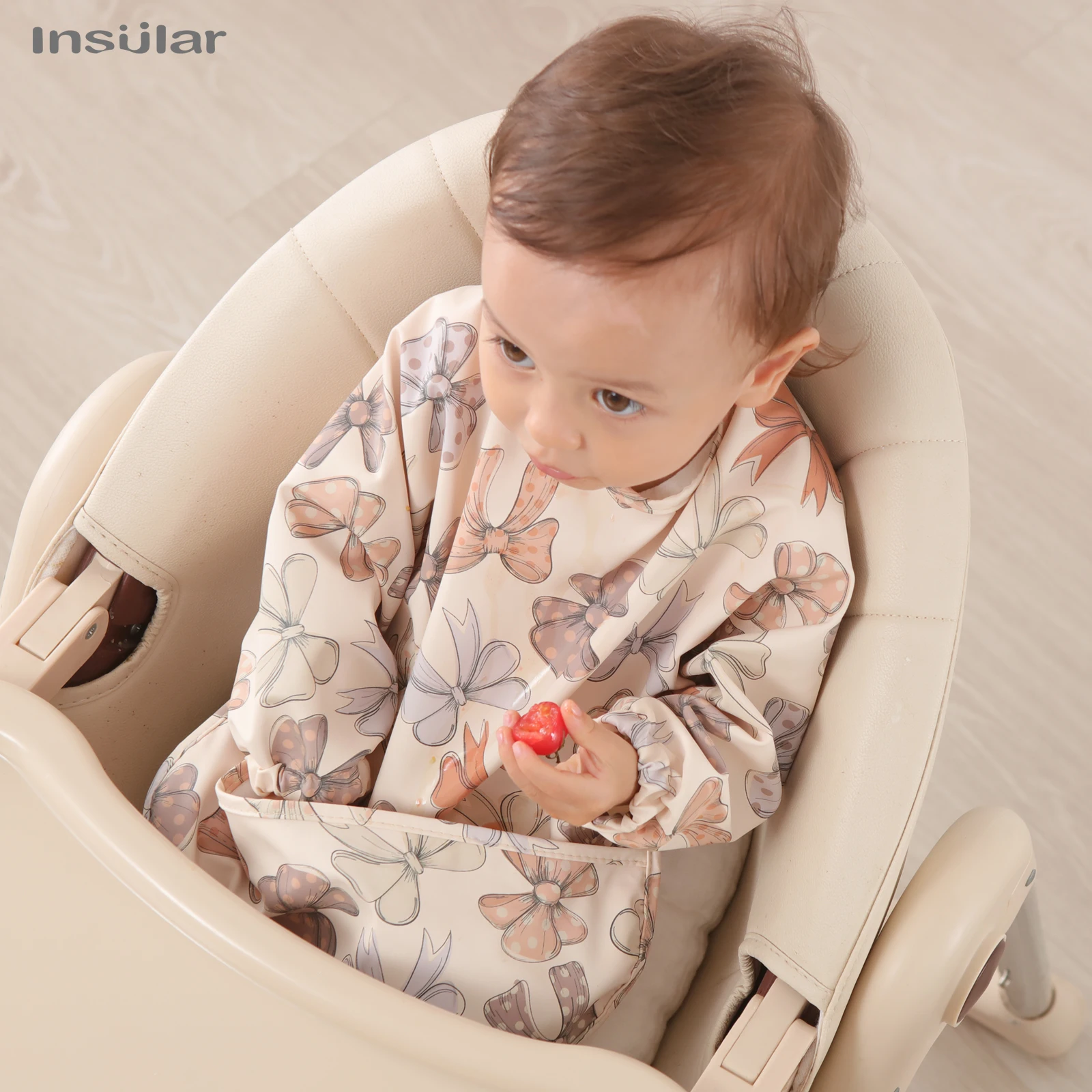 New Children Feeding Aprons Long sleeve Baby bib with Pocket Full Cover Baby Bibs with Pocket waterproof long sleeve bibs thumbnail 6