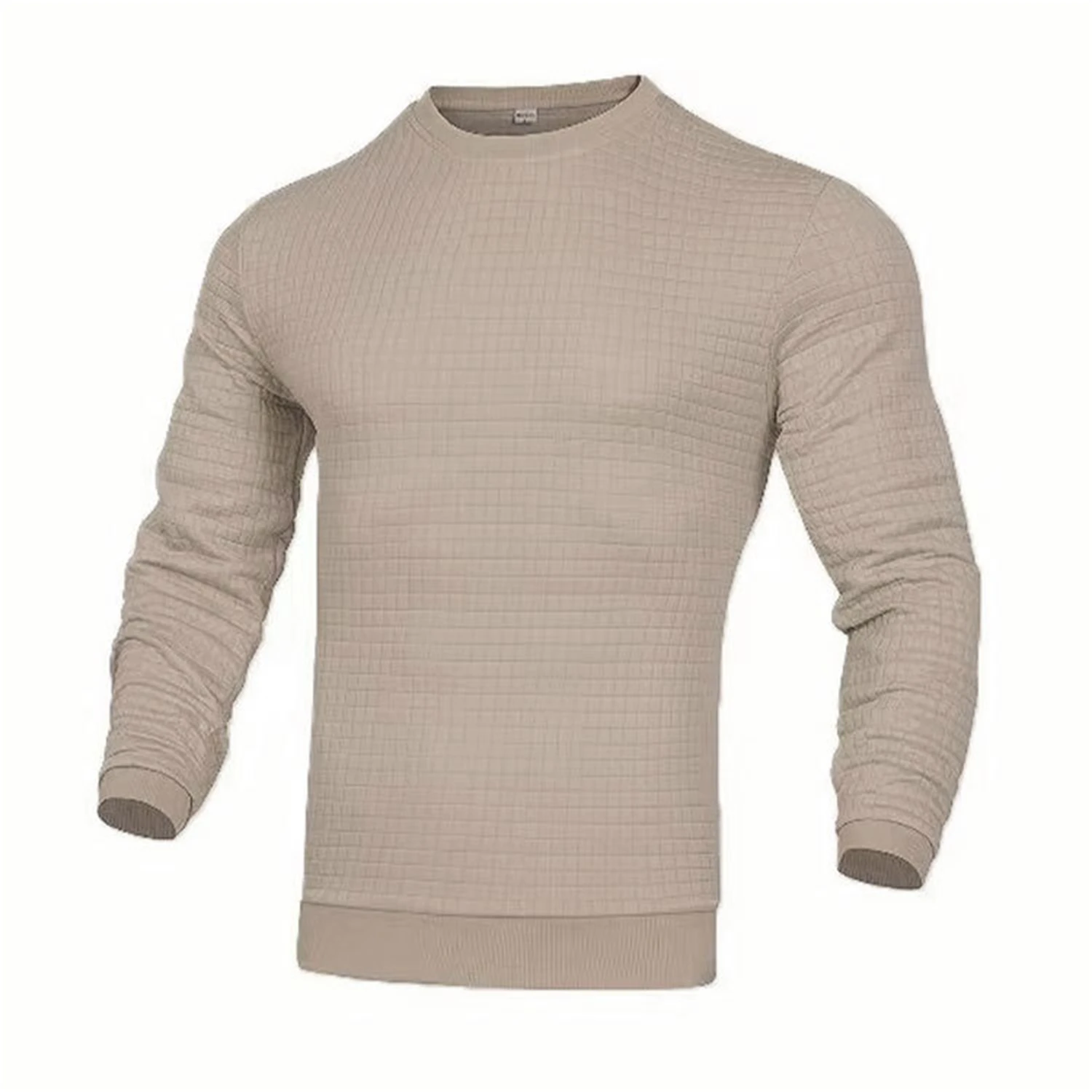 Men's coat fashion small check Waffle youth round neck jacquard check hoodie thumbnail 3