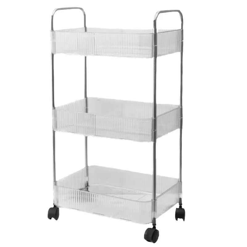 Mobile Shelf with Wheel Multi-Layers Storage Rack Home Trolley for Snacks Cosmetic Sundries Organizer 2/3/4 Tiers Rolling Cart thumbnail 6