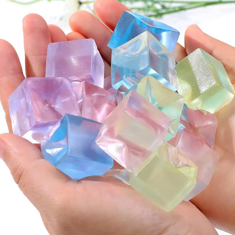 Square Ice Stress Ball Fidget Toys Stress Relief ADHD Autism Sensory Toys Soft Squishy Toys Party Favors Gifts for Kids Adults thumbnail 2