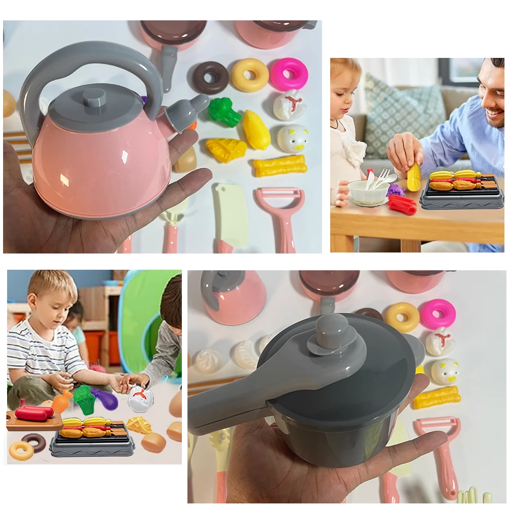 Kids Kitchen Toys Set 92/69/59 PCS Play Kitchen Accessories Kit with Play Pots Pretend Food Cooking Toy Toddler Girls Boy Gift thumbnail 3