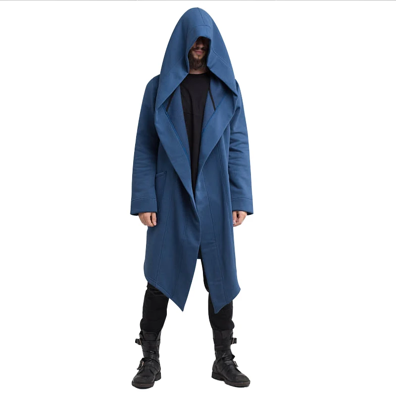 Men's Winter Hooded Cardigan Trench Coat Streetwear Solid Color Windbreaker Leisure Fashion Fleece-lined Jacket Vintage Hoodie thumbnail 5