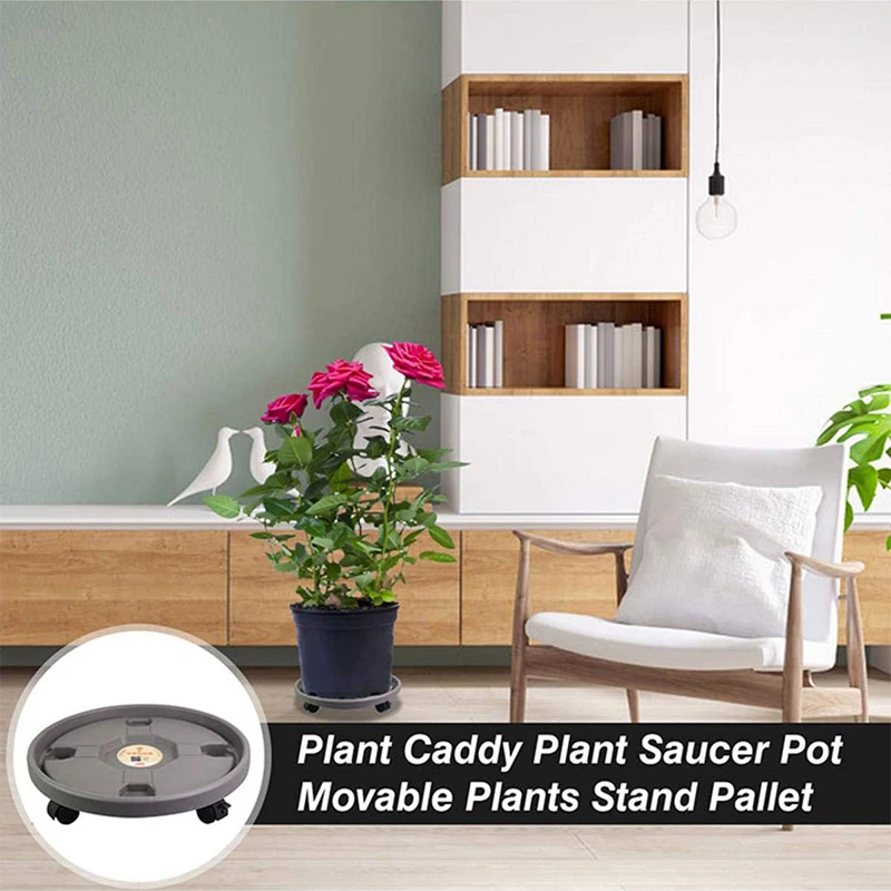 Universal Flower Pot Wheels Round Plastic Tray Heavy Duty Flower Pot Rack Plant Movable Rolling Potted Plant Stand With Rollers thumbnail 6