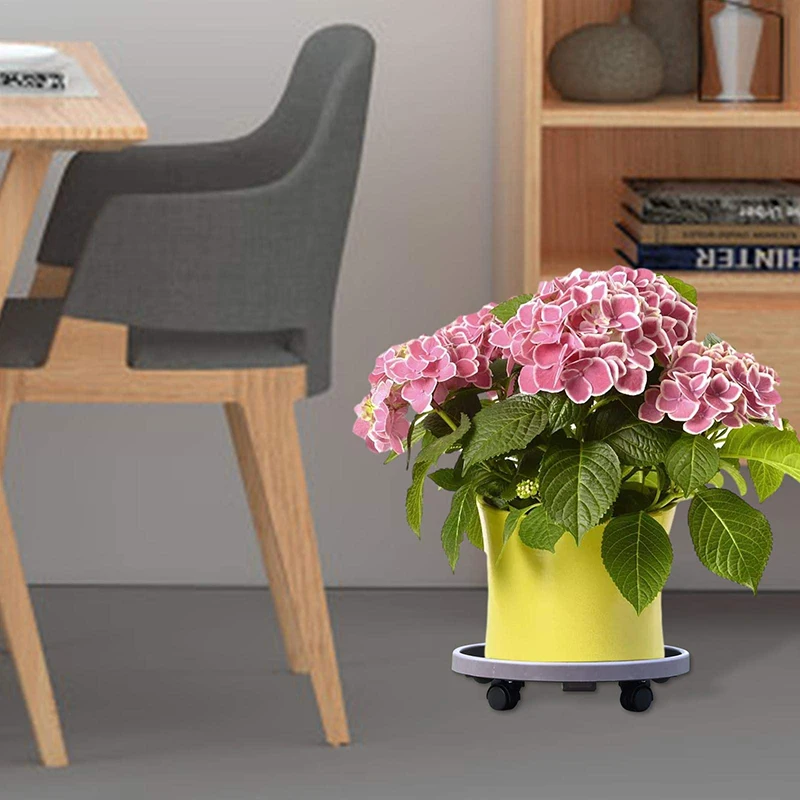 Universal Flower Pot Wheels Round Plastic Tray Heavy Duty Flower Pot Rack Plant Movable Rolling Potted Plant Stand With Rollers thumbnail 3