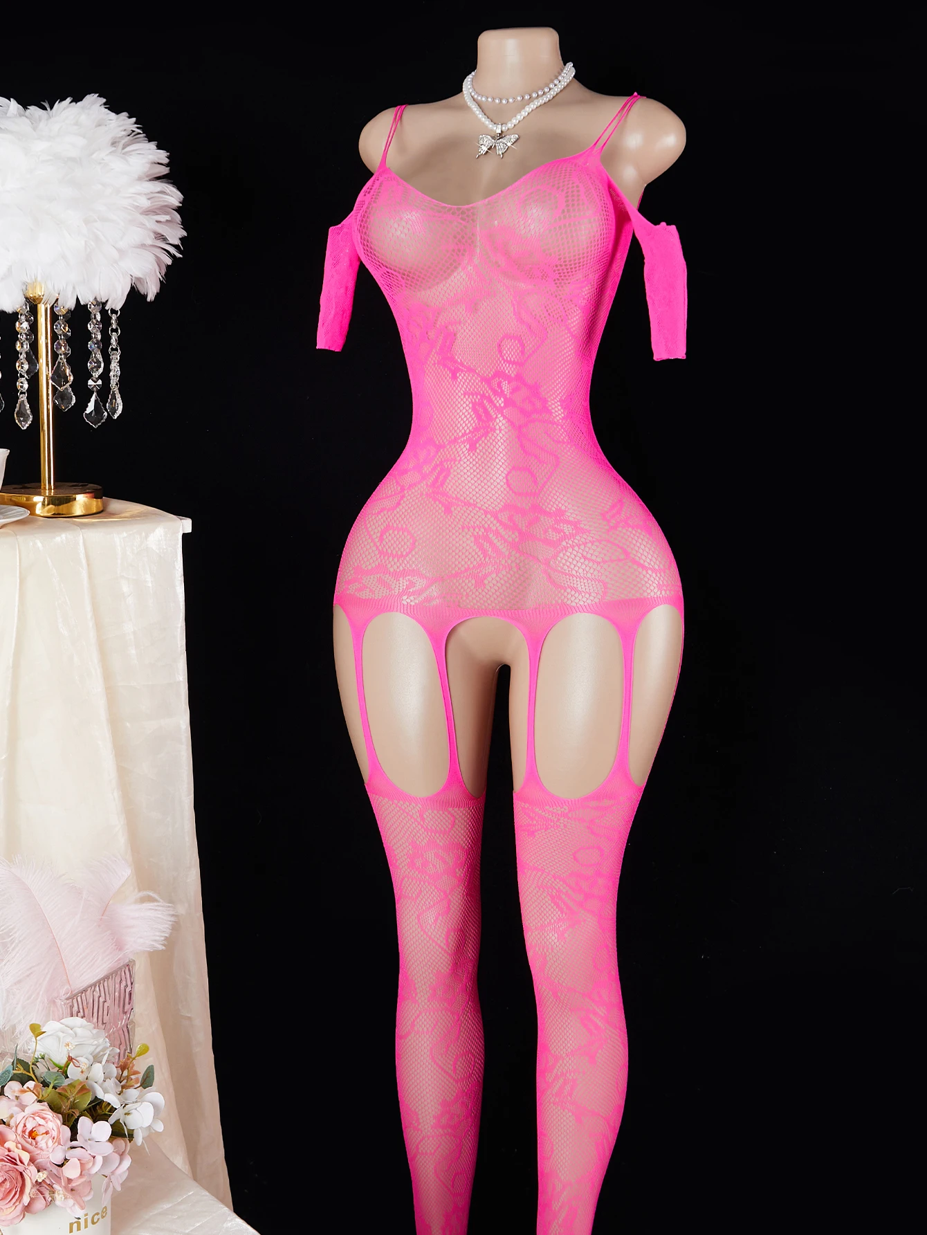One Piece Open Bra Crotchless Underwear For Sex Lace Transparent Sexy Lingerie Plus Size Bodysuit Babydoll Dress Erotic Costumes thumbnail 3