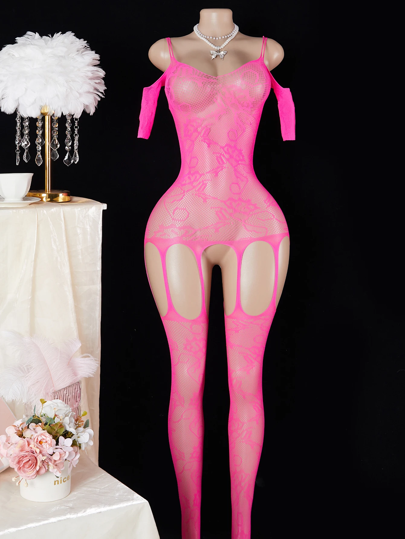 One Piece Open Bra Crotchless Underwear For Sex Lace Transparent Sexy Lingerie Plus Size Bodysuit Babydoll Dress Erotic Costumes thumbnail 2
