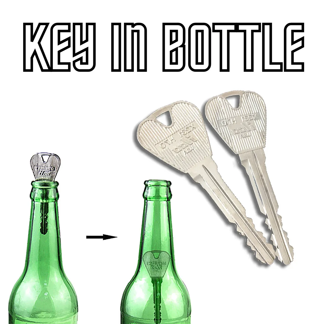 Folding Key Through Bottle Magic Trick Ring Penetration Gimmick Magic Prop Fun Magic Toy Easy to Play Gift for Kids Adults Party