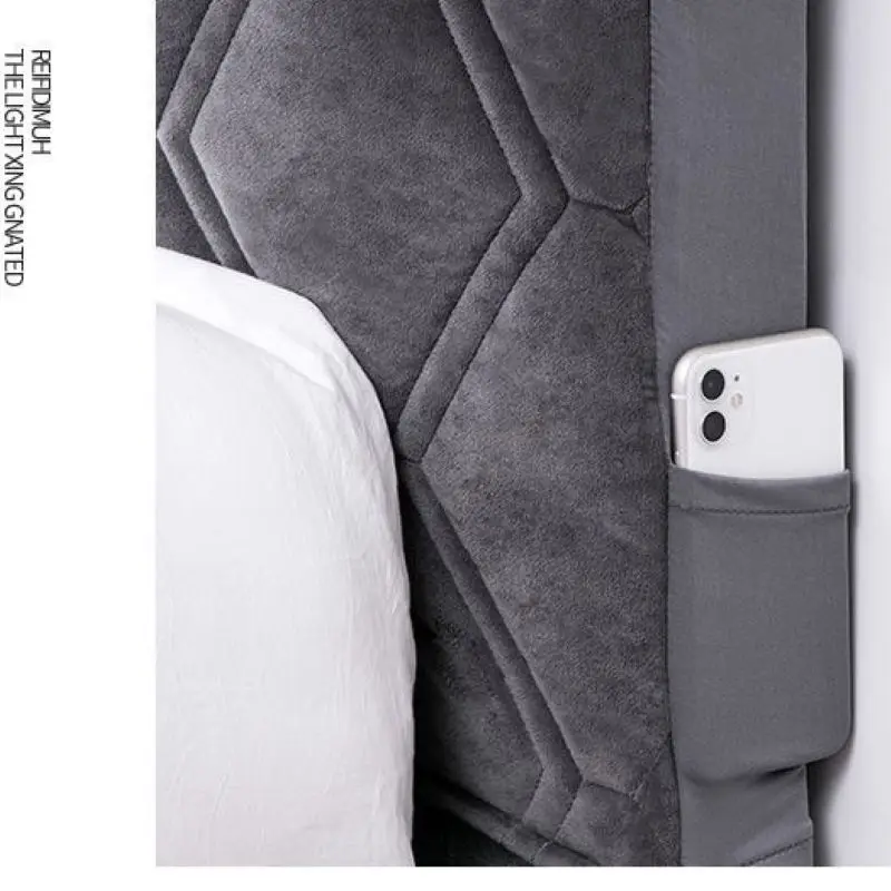 All-inclusive Super Soft Smooth Quilted Head Cover Thicken Velvet Headboard Cover Solid Color Bed Back Dust Protector Cover thumbnail 2