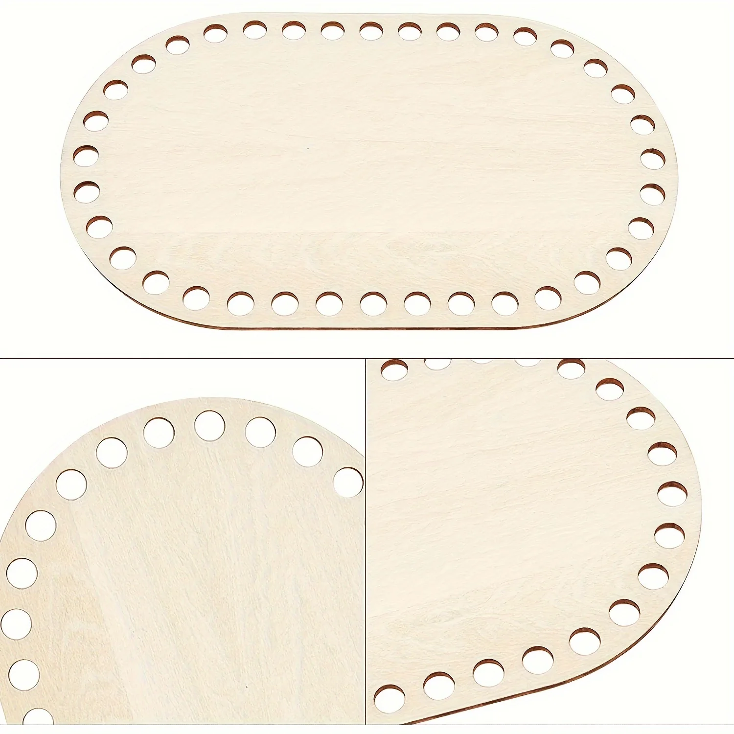 3pcs/set DIY Basket Weaving Supplies Oval Blank Solid Crochet Basket Wood Base Natural Wooden Basket Bottom for Craft Making thumbnail 5